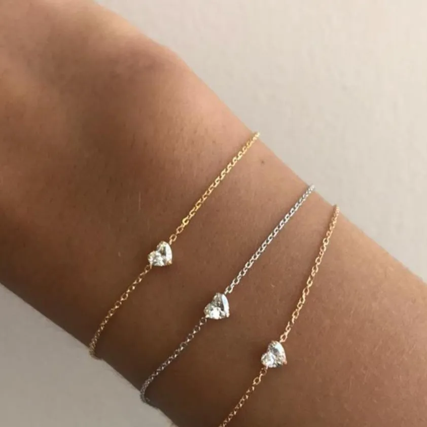 0.20ct Heart Diamond Dainty Bracelet