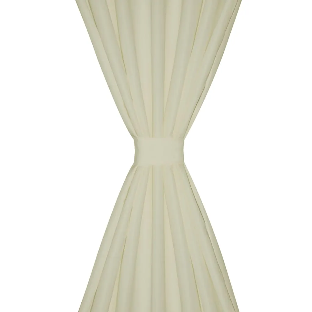 2 pcs Cream Micro-Satin Curtains with Loops 140 x 245 cm