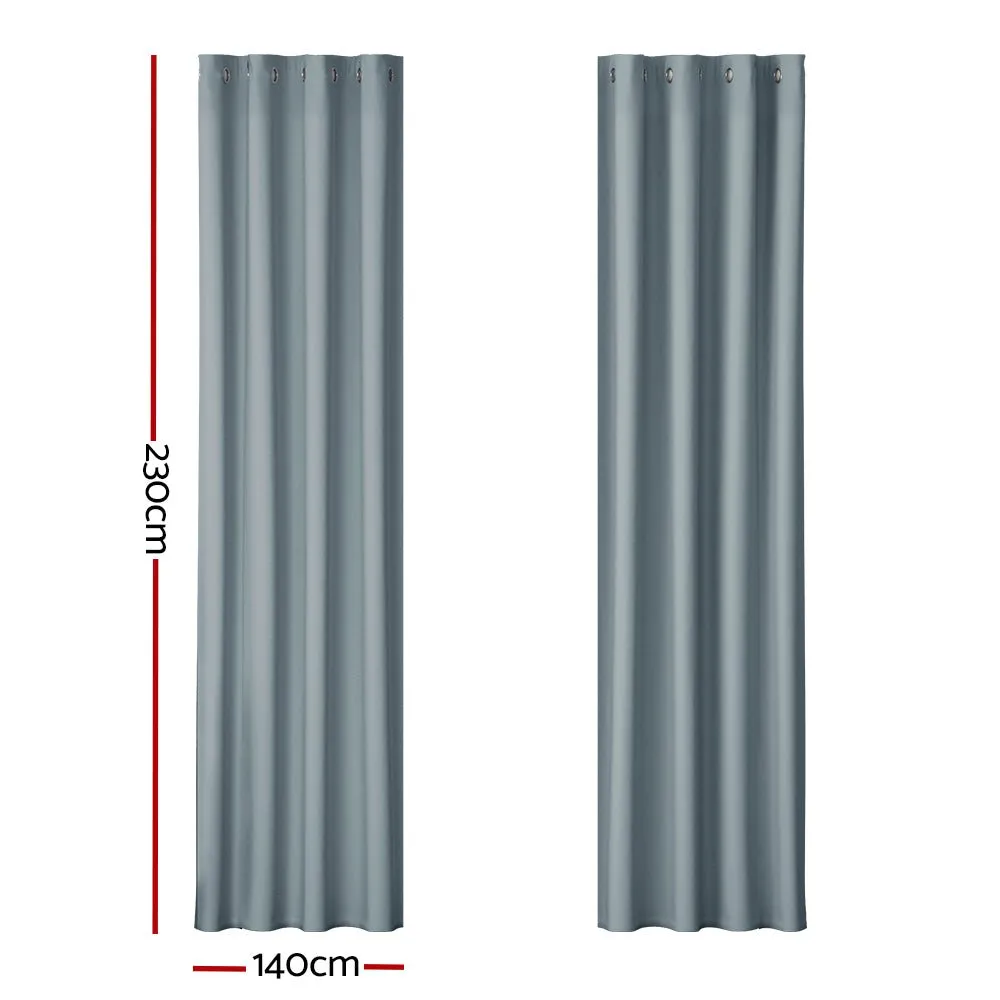 2X Blockout Curtains | Blackout Window Eyelet | 140x230cm | Grey