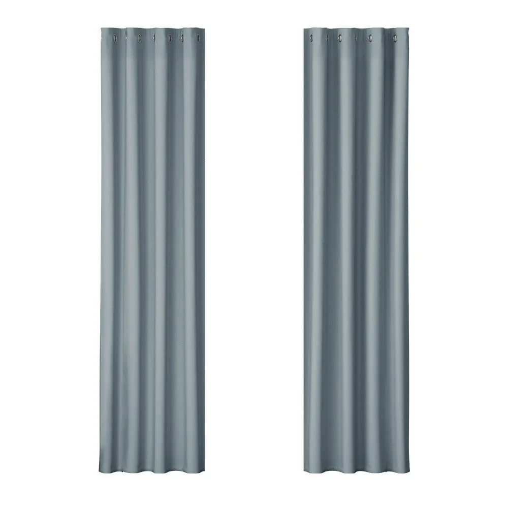 2X Blockout Curtains | Blackout Window Eyelet | 140x230cm | Grey
