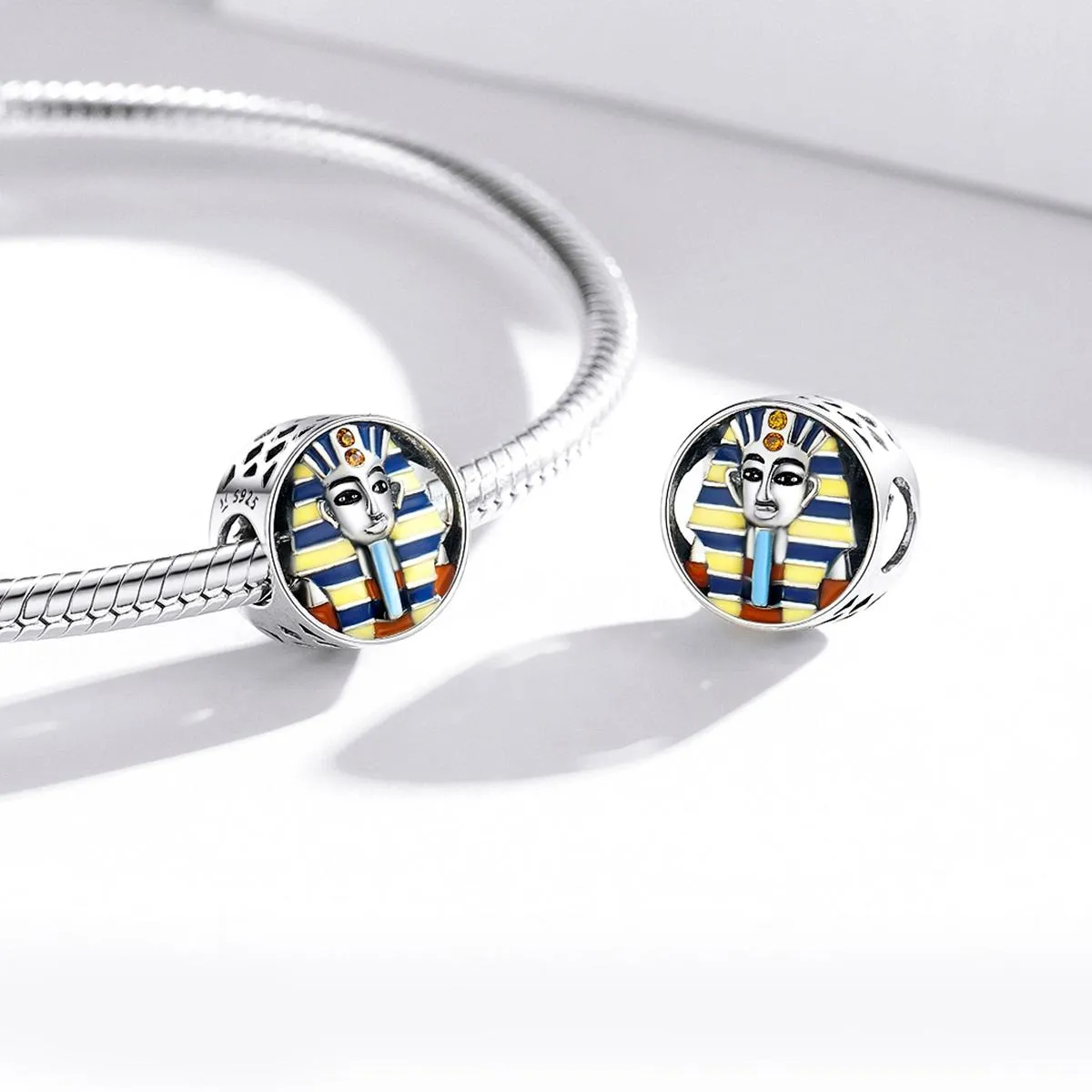 925 Sterling Silver Egyptian Pharaoh Beads For Diy Bracelets & Necklaces