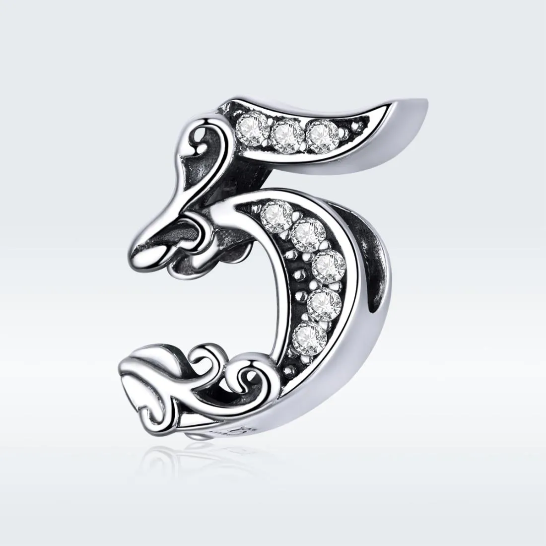 925 Sterling Silver Relief Number Series 0 9 Beads For Diy Bracelets And Necklaces Style - 5