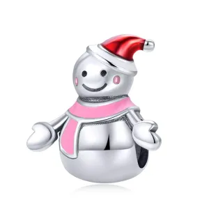 925 Sterling Silver Snowman Bead Pendant For Diy Bracelets & Necklaces