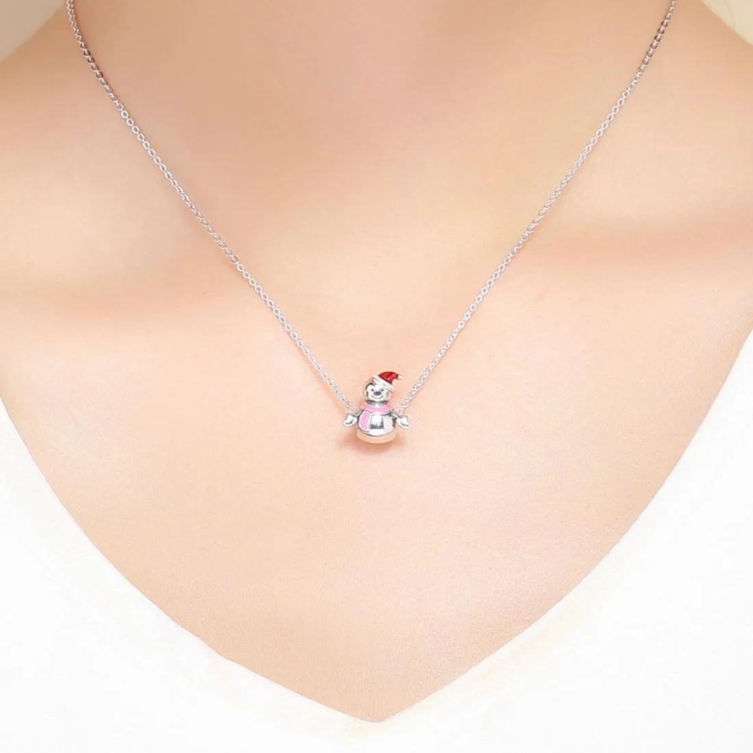 925 Sterling Silver Snowman Bead Pendant For Diy Bracelets & Necklaces