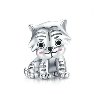 925 Sterling Silver Tiger Bead Pendant For Diy Bracelets & Necklaces