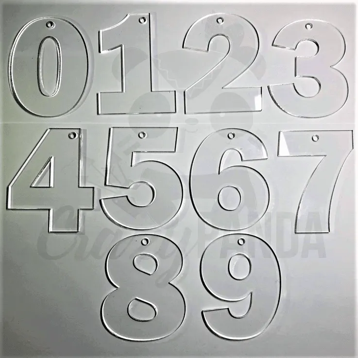 Acrylic Blank Clear Individual Numbers (60-100mm) ~ 3mm