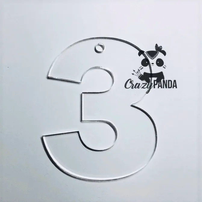 Acrylic Blank Clear Individual Numbers (60-100mm) ~ 3mm