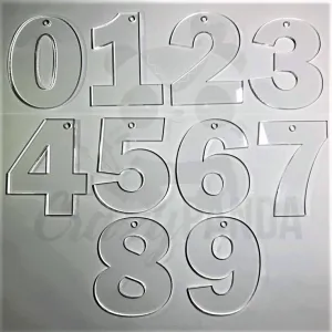 Acrylic Blank Clear Individual Numbers (60-100mm) ~ 3mm