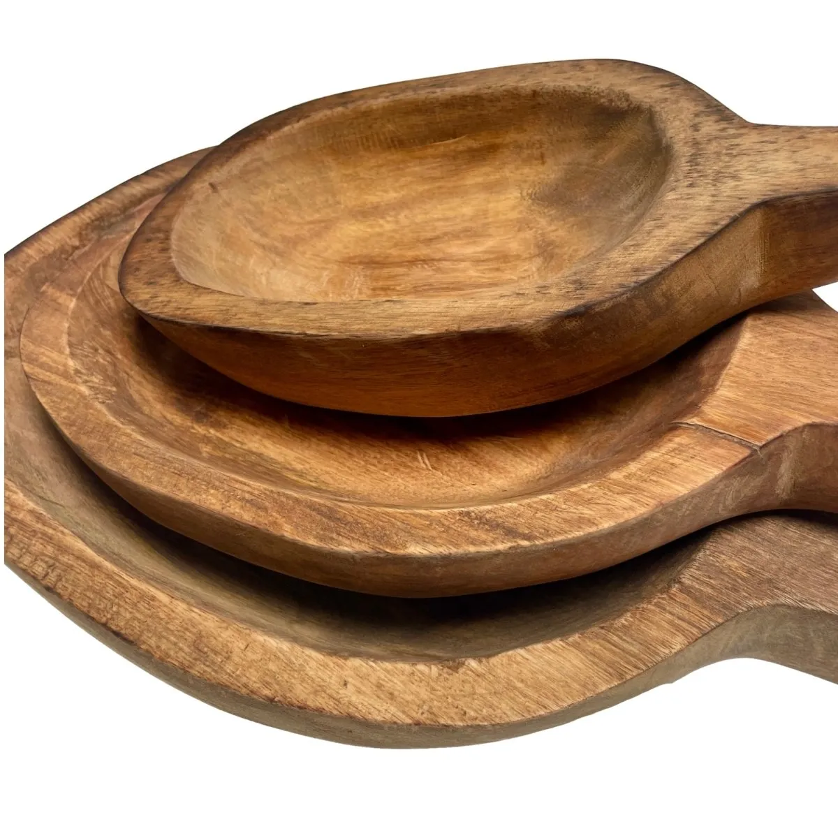 Alpha Set of 3 Mango Wood Trays