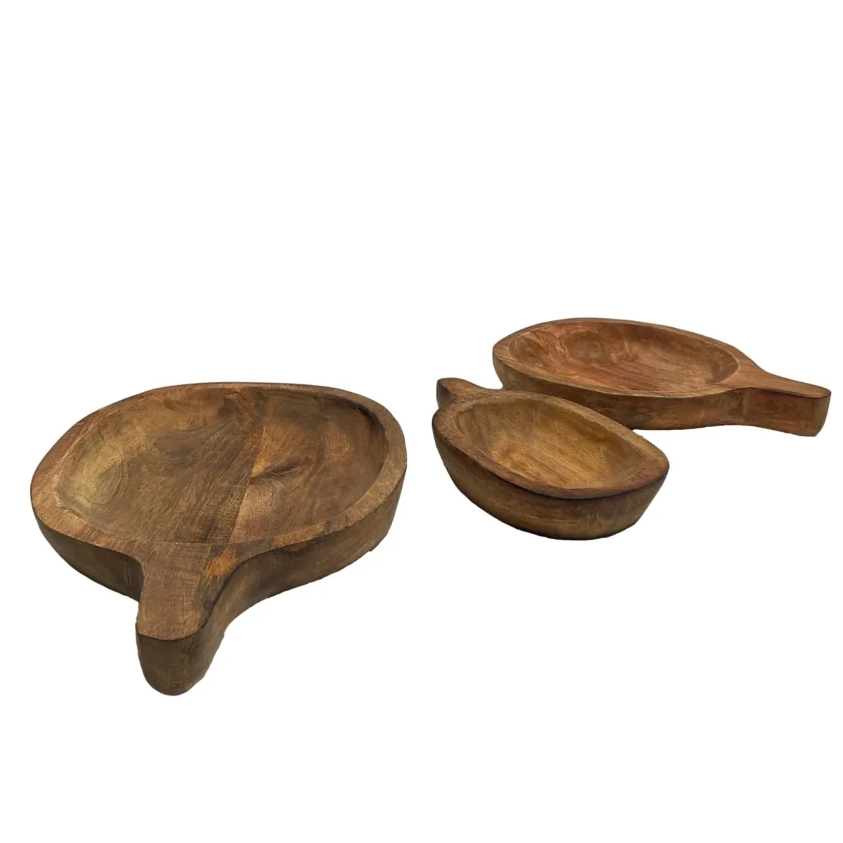 Alpha Set of 3 Mango Wood Trays