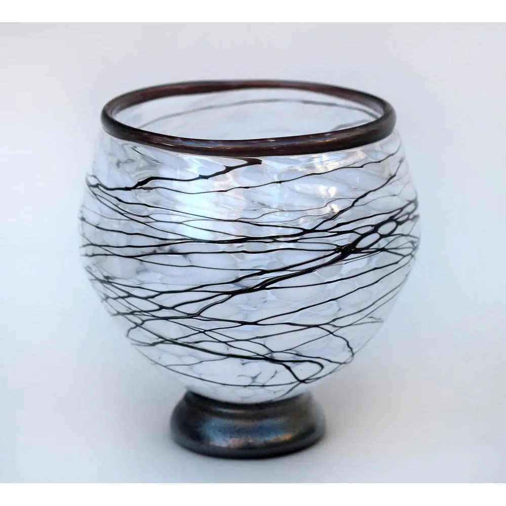 Black and White Glass Bowl by Glass Rocks Dottie Boscamp