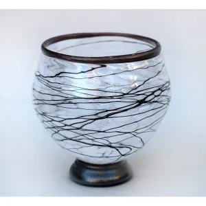 Black and White Glass Bowl by Glass Rocks Dottie Boscamp