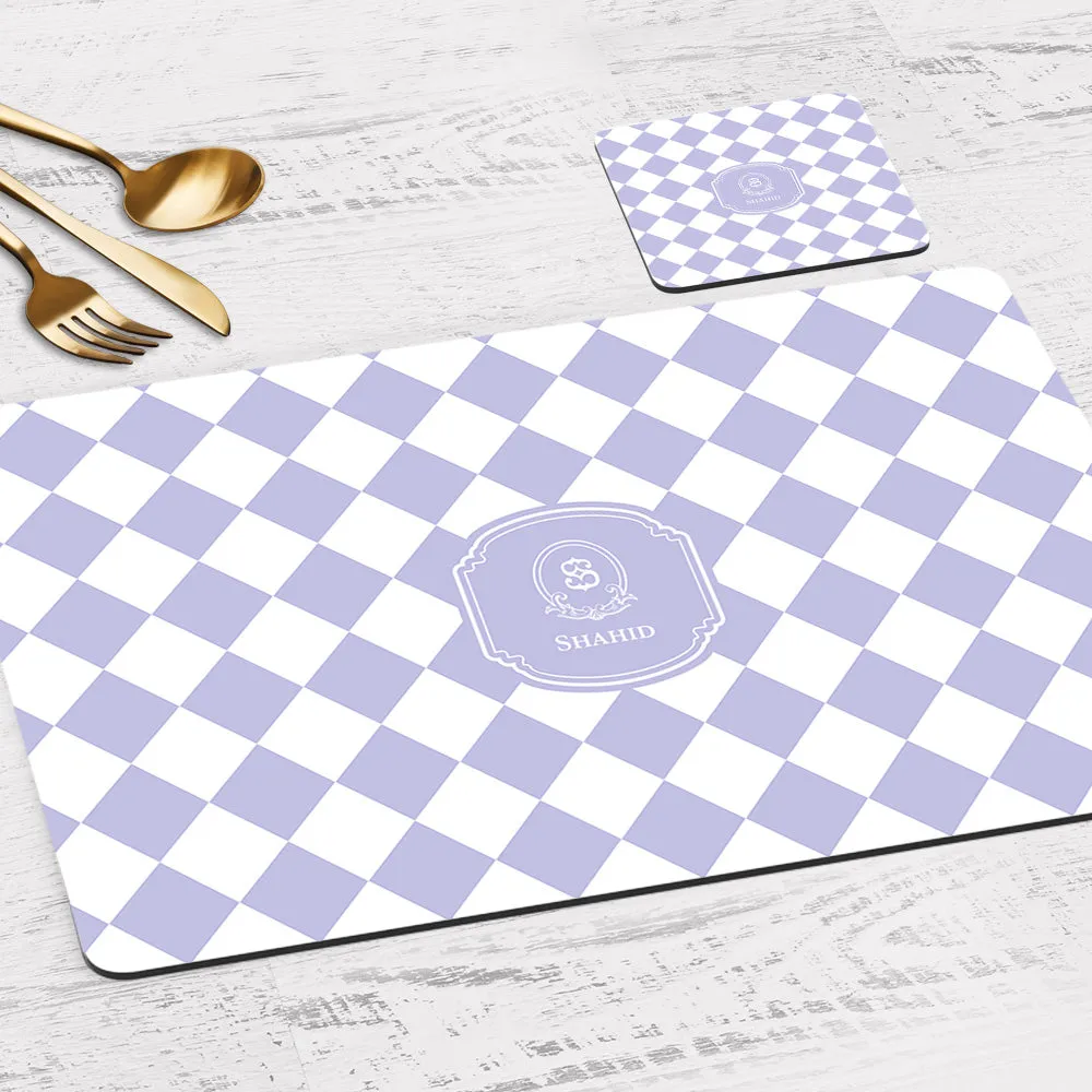 Checkered Tableware Set (4 Placemats & 4 Casters)