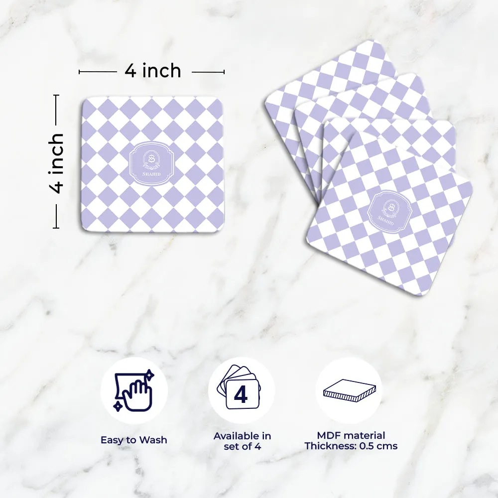 Checkered Tableware Set (4 Placemats & 4 Casters)