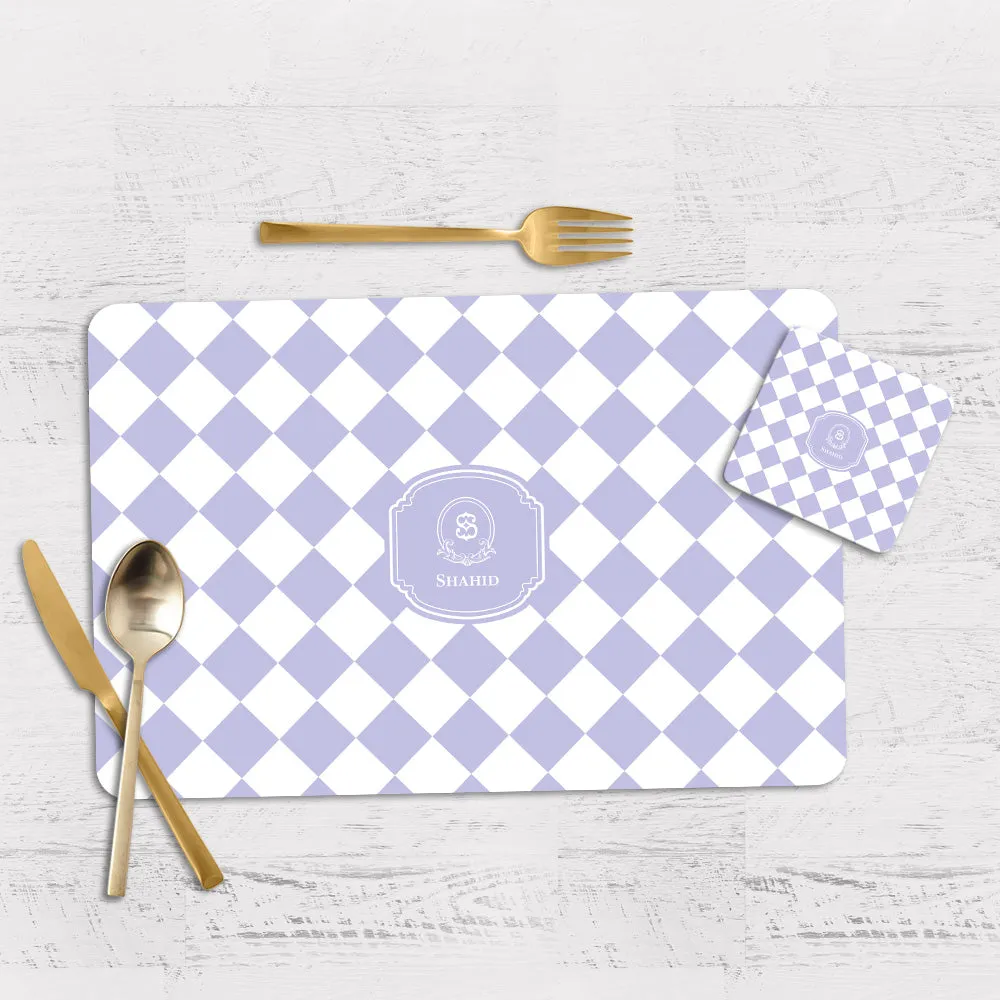 Checkered Tableware Set (4 Placemats & 4 Casters)