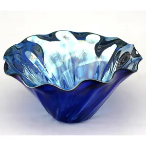 Clam Glass Bowl Shown In Dark Blue by Glass Rocks Dottie Boscamp