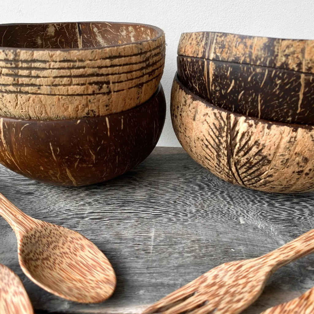 Coconut Shell Bowls   Cutlery Set | Biodegradable Kitchenware