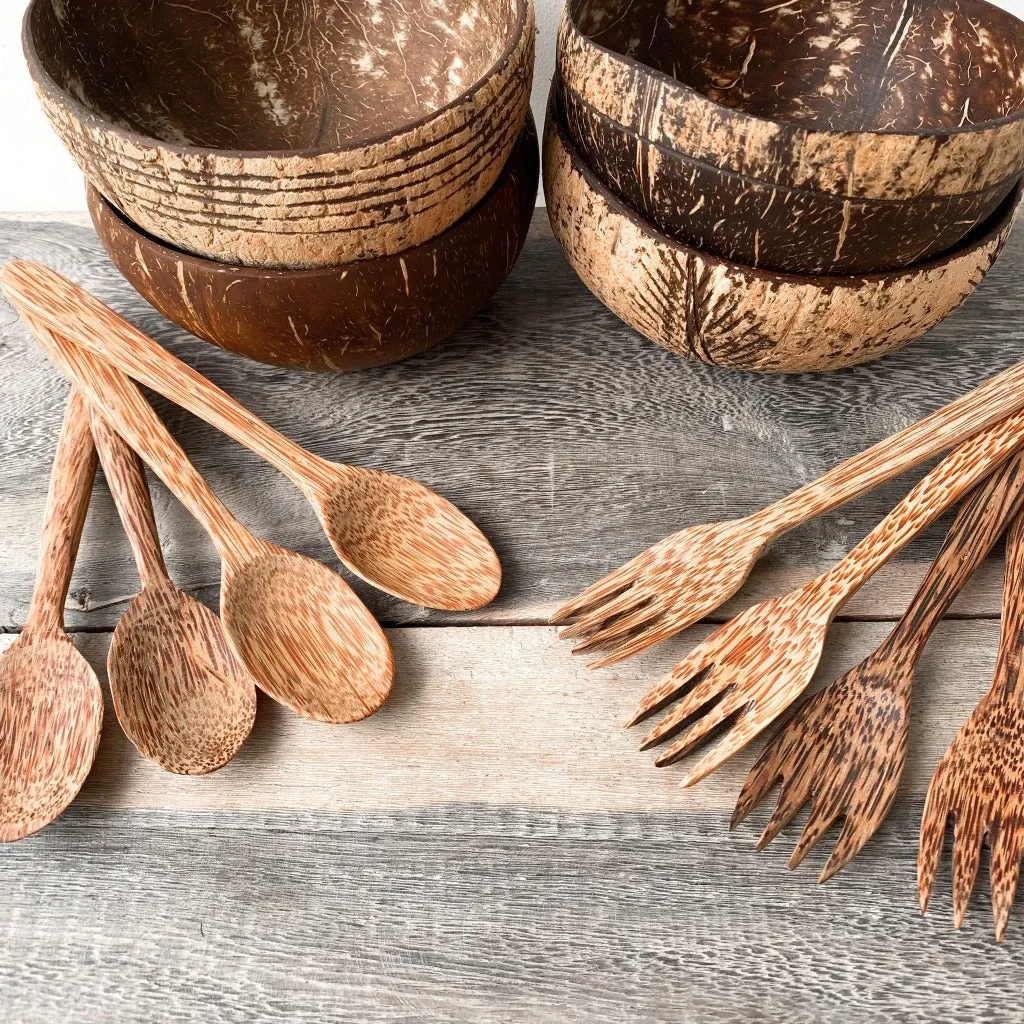 Coconut Shell Bowls   Cutlery Set | Biodegradable Kitchenware