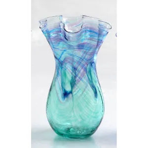 Colored Wave Glass Vase in Emerald Green by Glass Rocks Dottie Boscamp
