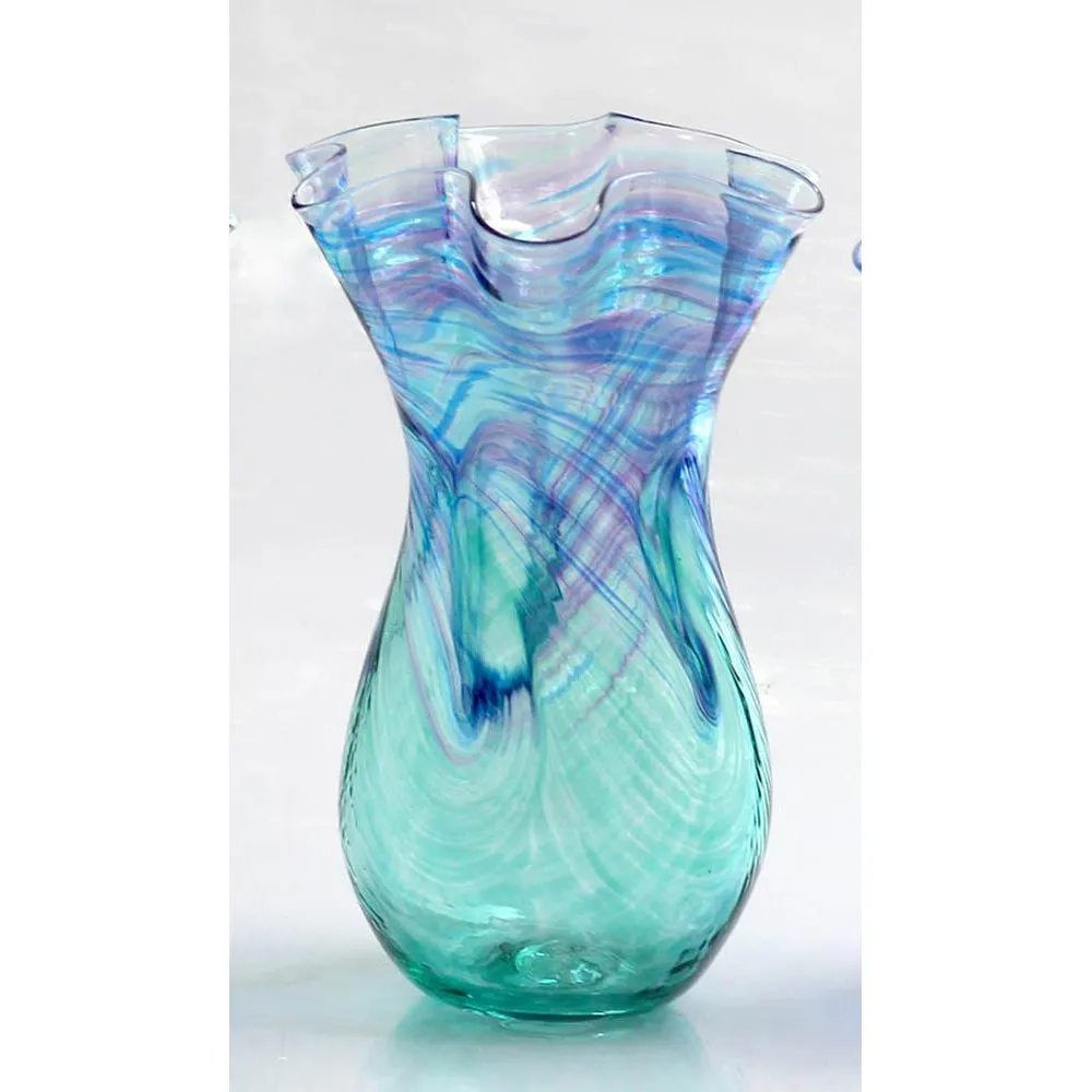Colored Wave Glass Vase in Emerald Green by Glass Rocks Dottie Boscamp
