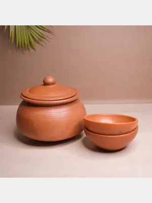 Combo | Cooking Handi 2 Litres & 2 Bowls