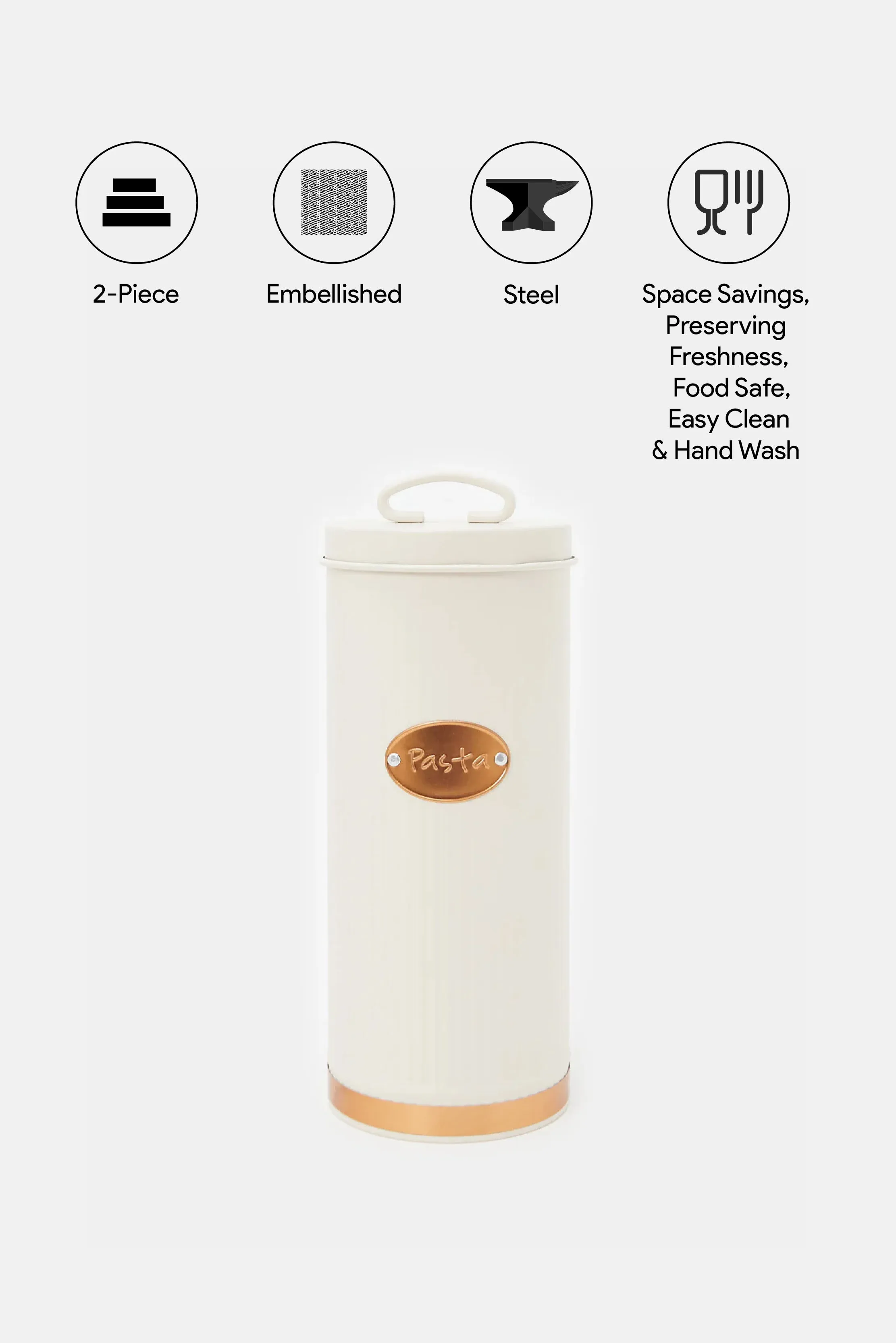 Cream Round Pasta Canister