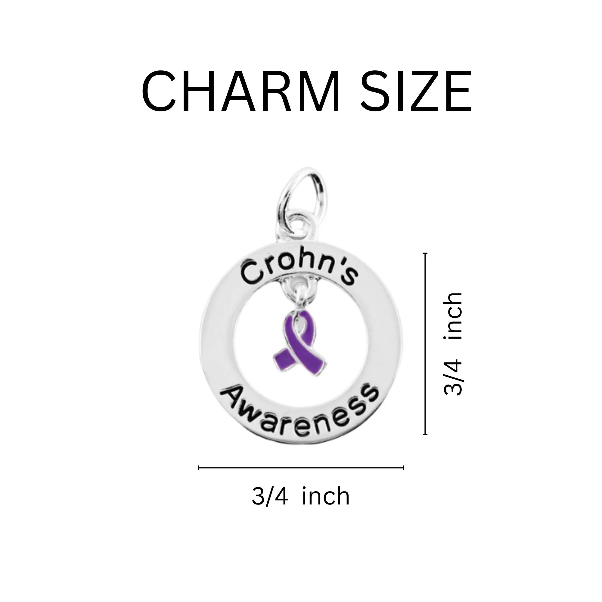 Crohn's Disease Awareness Round Charm Split Style Keychains