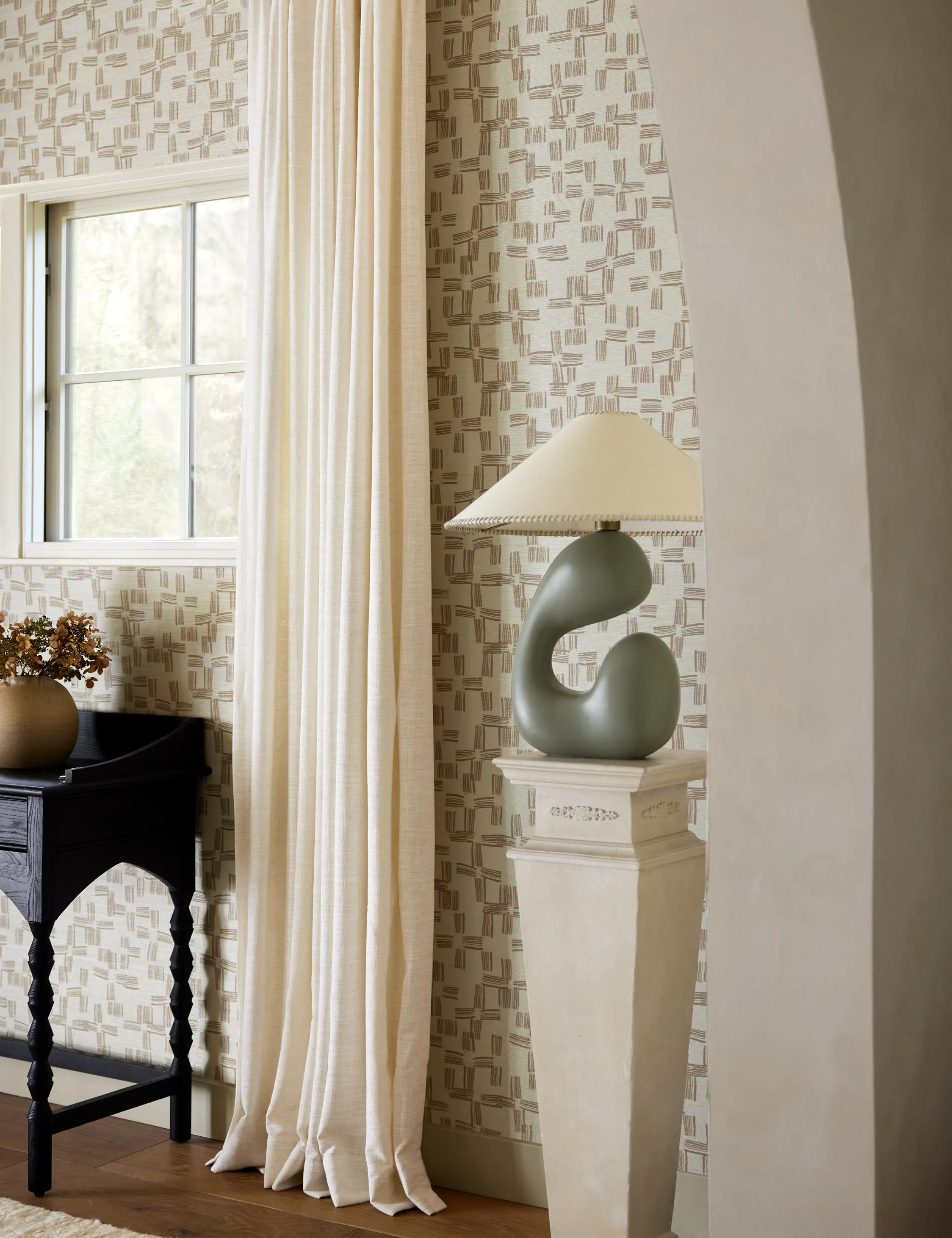 Crossmarks Grasscloth Wallpaper by Élan Byrd