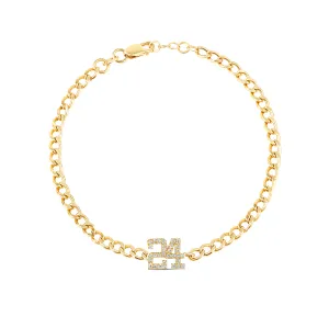 Custom Cuban Link Diamond Number Bracelet