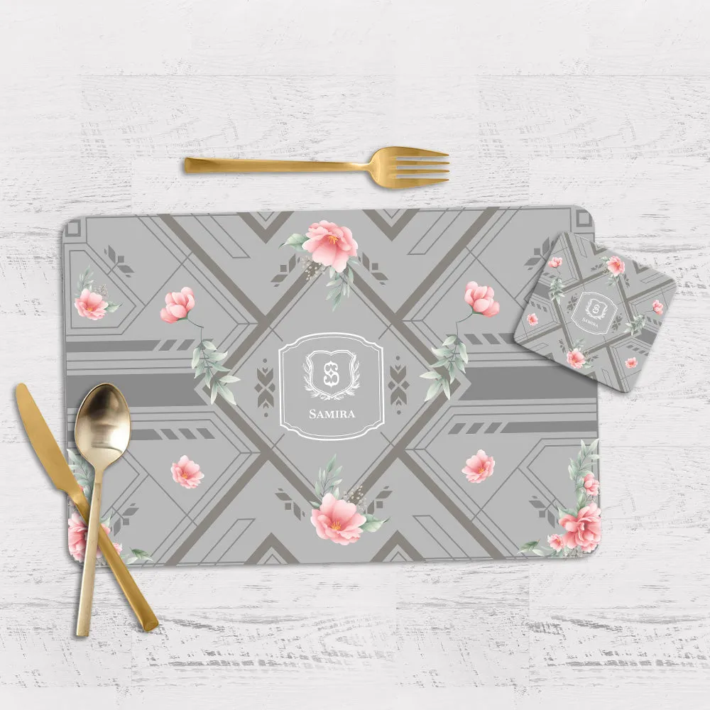 Deco Bloom Tableware Set (4 Placemats & 4 Casters)