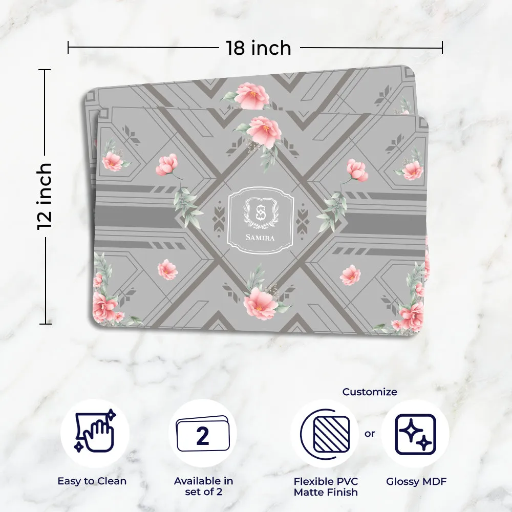 Deco Bloom Tableware Set (4 Placemats & 4 Casters)