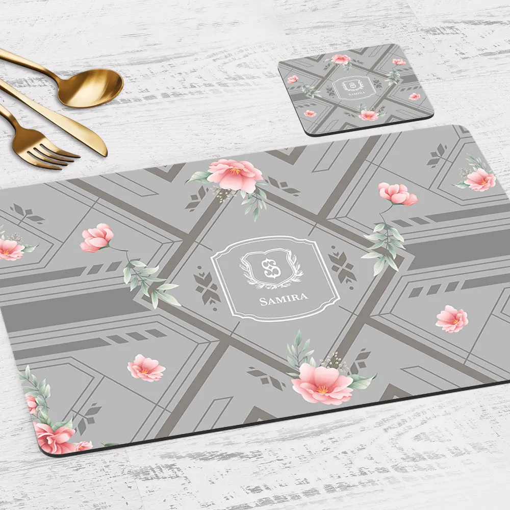 Deco Bloom Tableware Set (4 Placemats & 4 Casters)