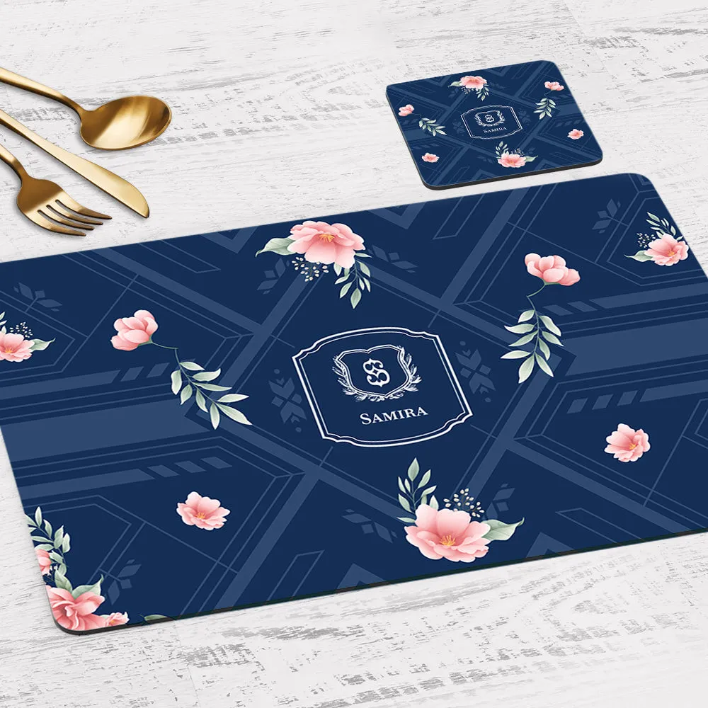 Deco Bloom Tableware Set (4 Placemats & 4 Casters)