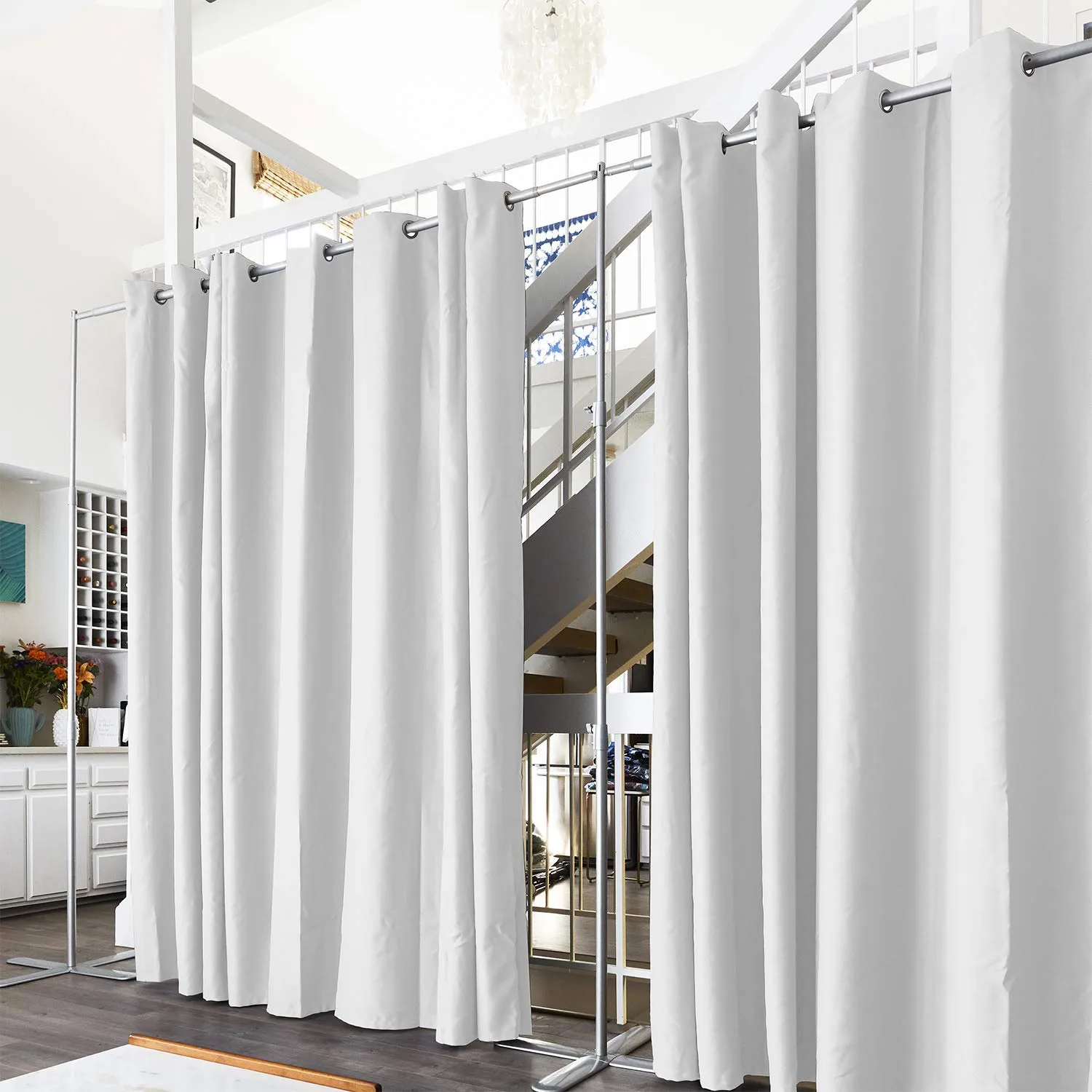 End2End Room Divider Kit - Medium B, 9ft Tall x 7ft 6in - 12ft Wide, Slate Gray (Room