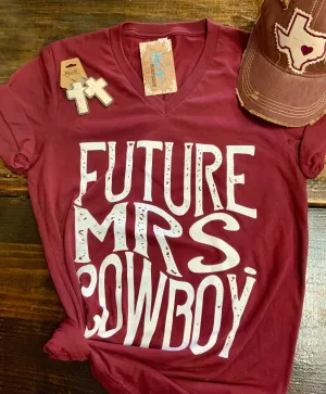Future Mrs Cowboy Graphic Tee - Heather Maroon
