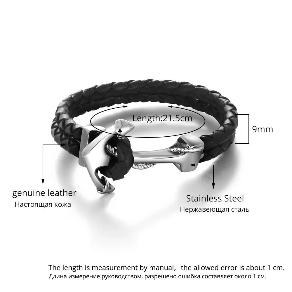 Genuine Leather Stainless Steel Bracelet Cappone