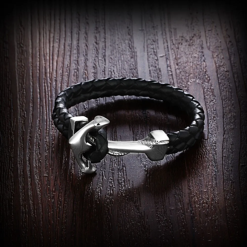 Genuine Leather Stainless Steel Bracelet Cappone