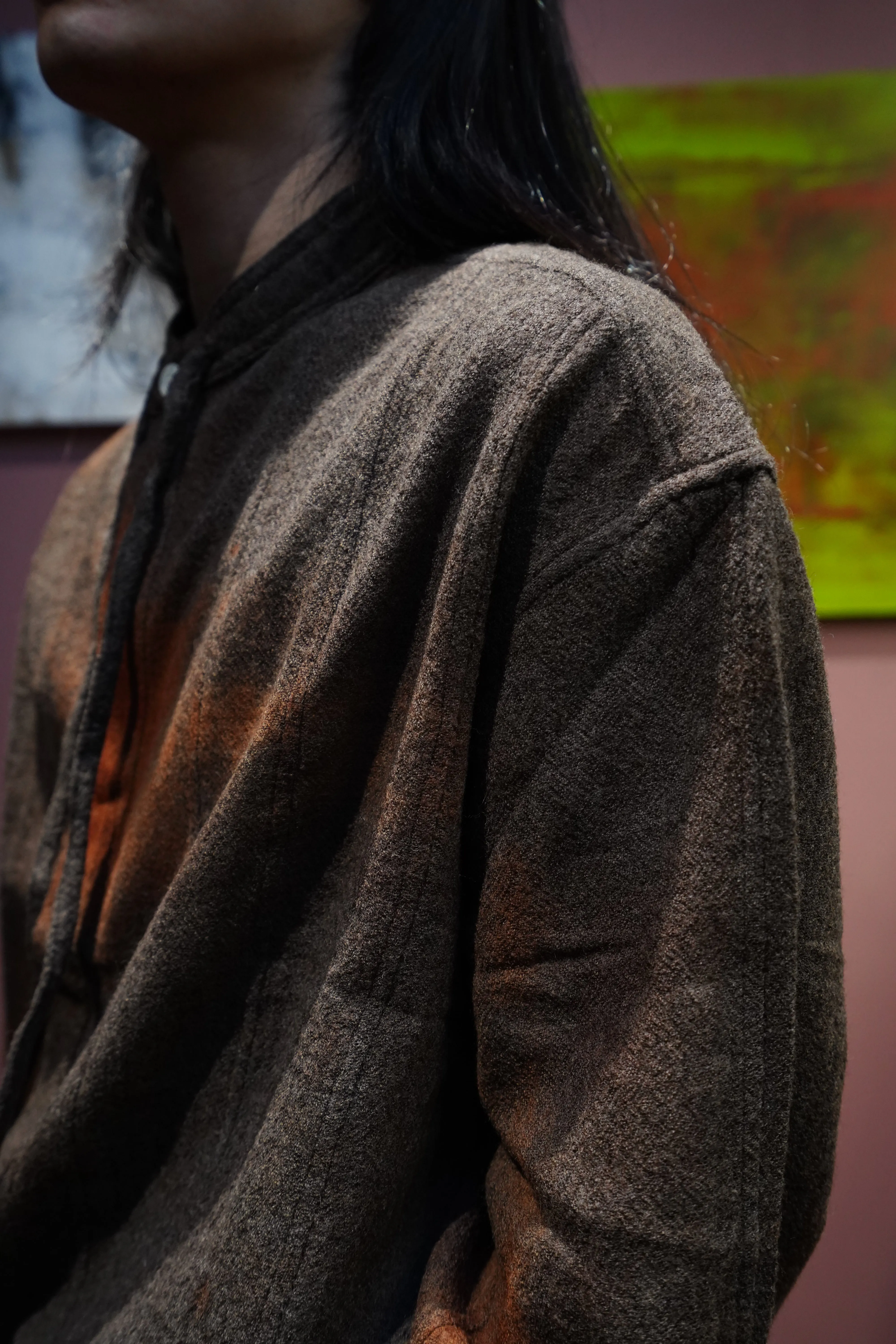 Glass Cypress Dark Brown Stained Wool Flannel (Dark Brown)