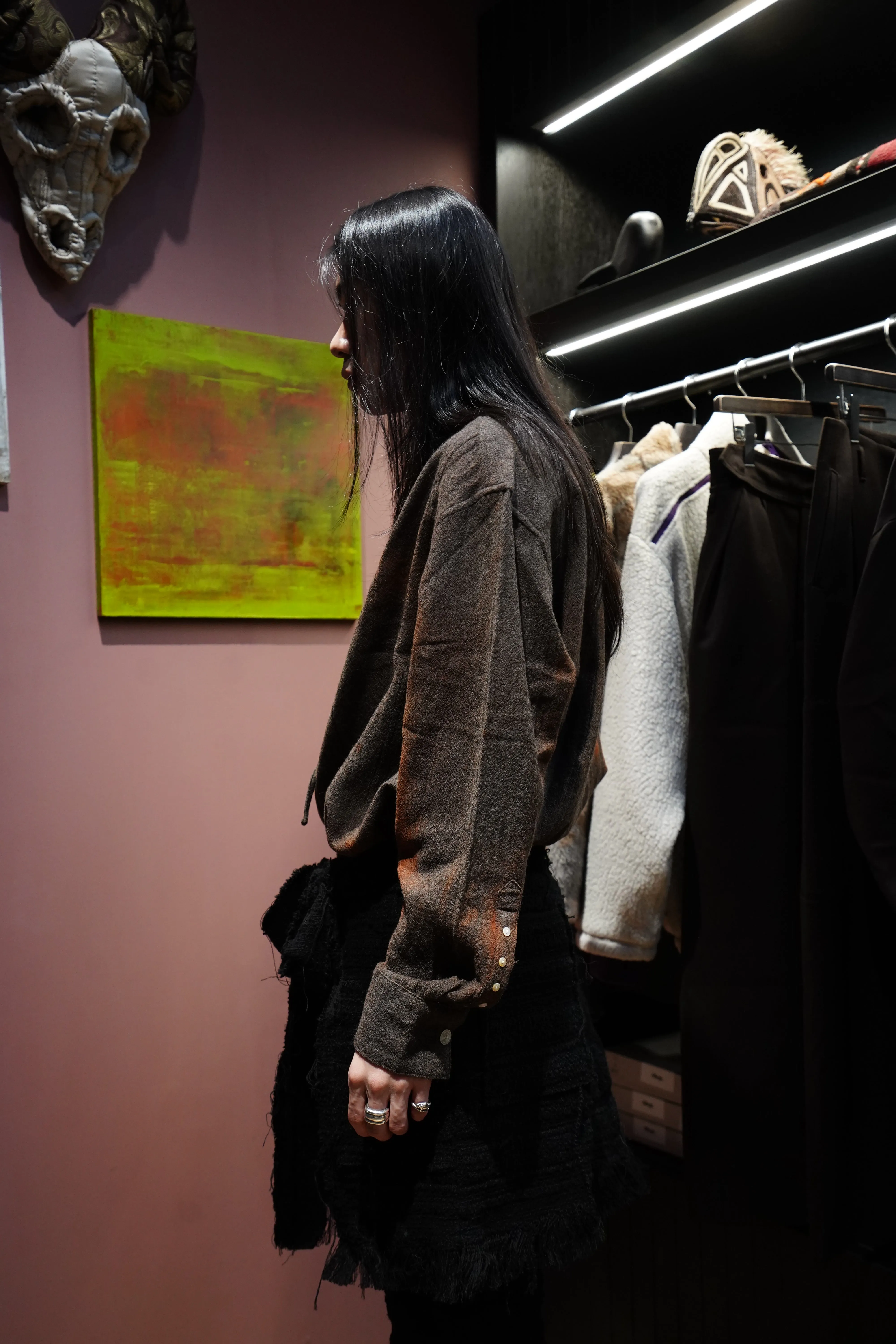 Glass Cypress Dark Brown Stained Wool Flannel (Dark Brown)