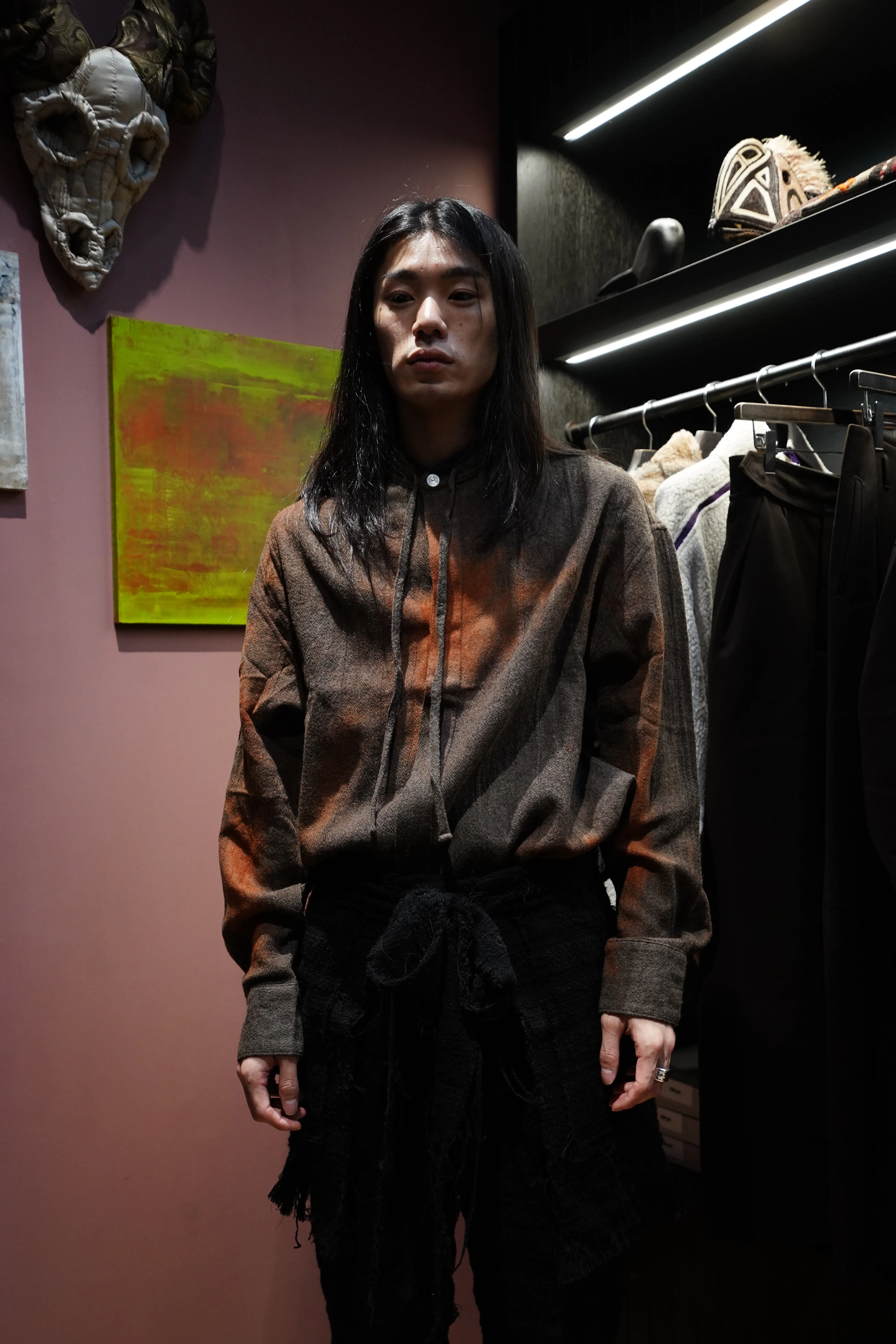 Glass Cypress Dark Brown Stained Wool Flannel (Dark Brown)