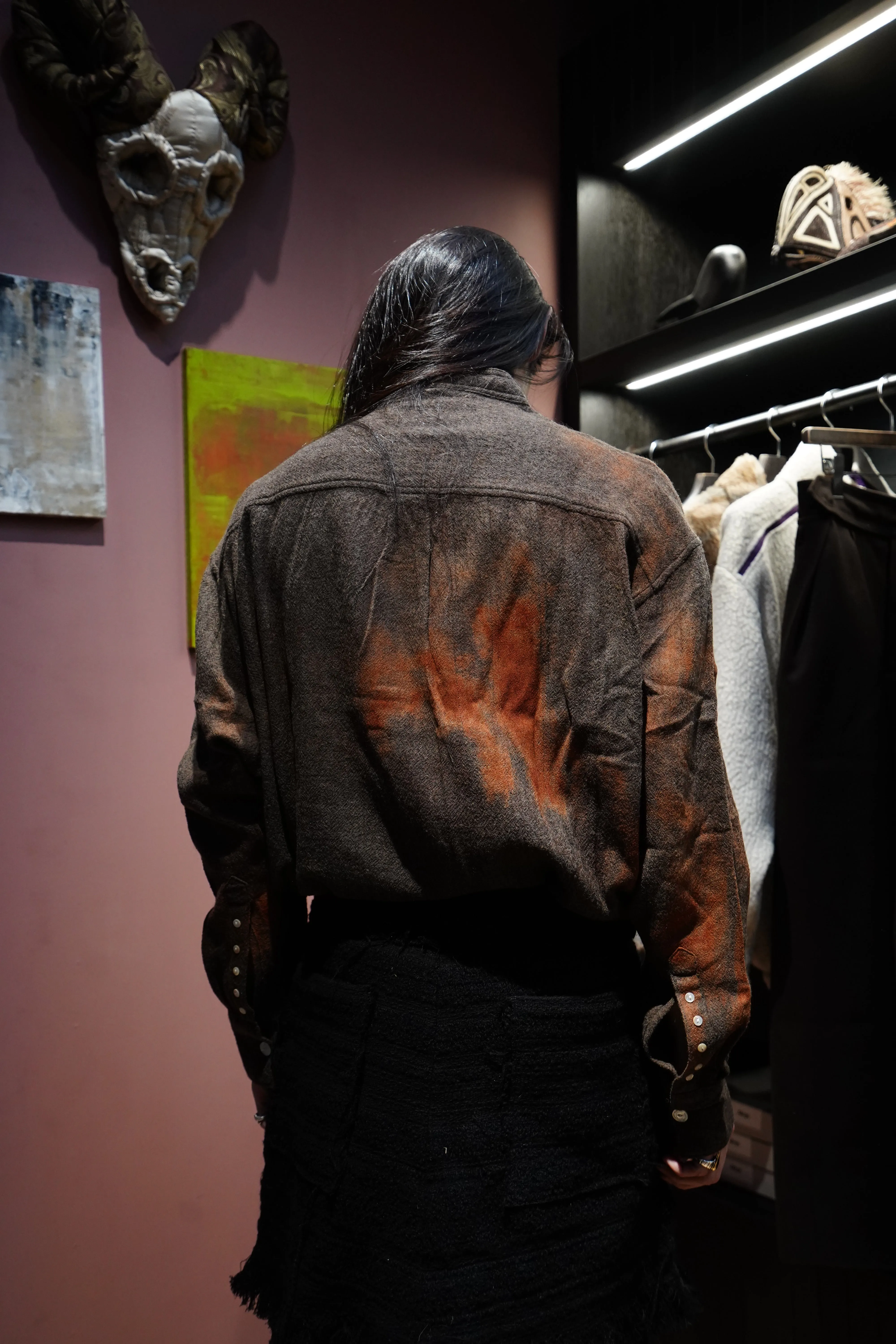 Glass Cypress Dark Brown Stained Wool Flannel (Dark Brown)