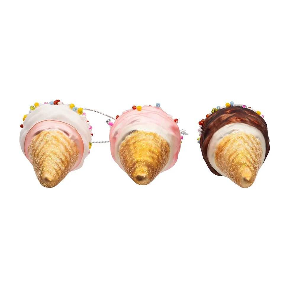 Glass Ice Cream Ornaments, 9-Piece Box