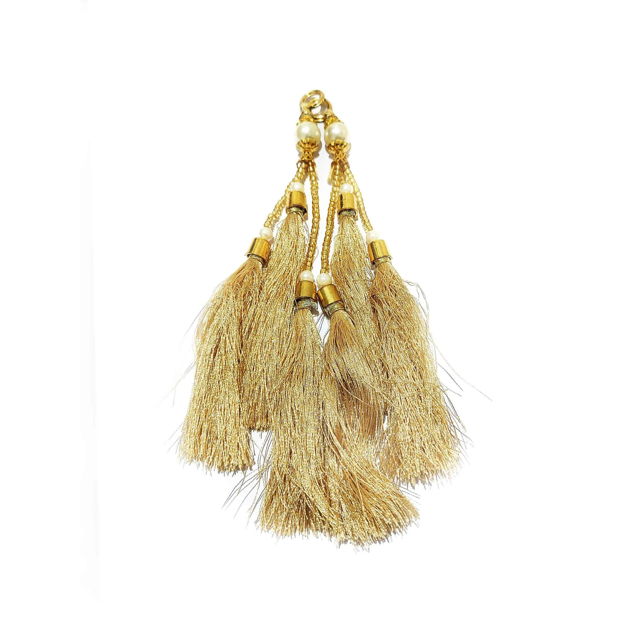 Handmade Long Fabric Thread Craft, Jewelry Fringe Tassel with Cap - Design 11837