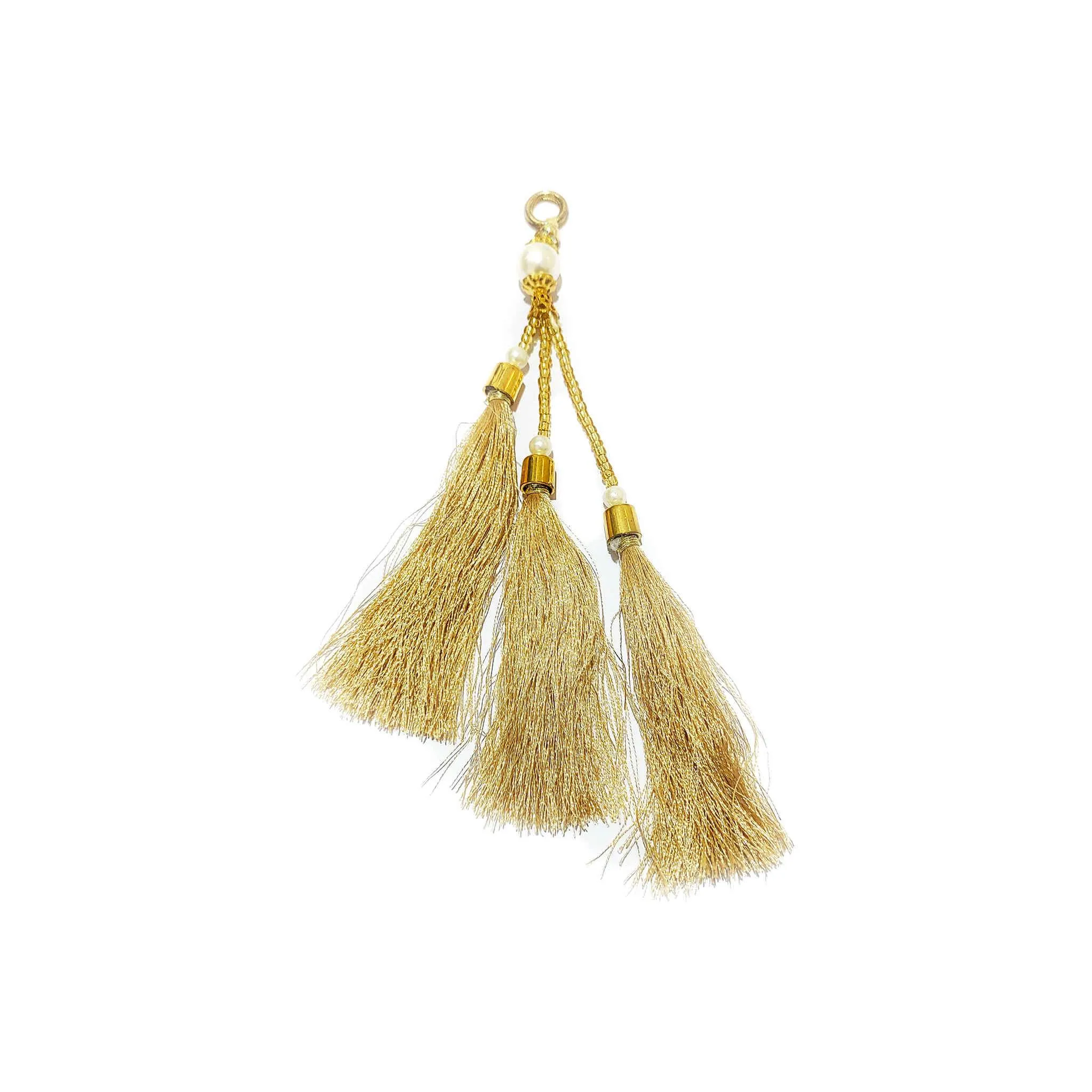 Handmade Long Fabric Thread Craft, Jewelry Fringe Tassel with Cap - Design 11837