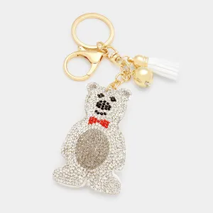 Pave Polar Bear Keychain With Tassel