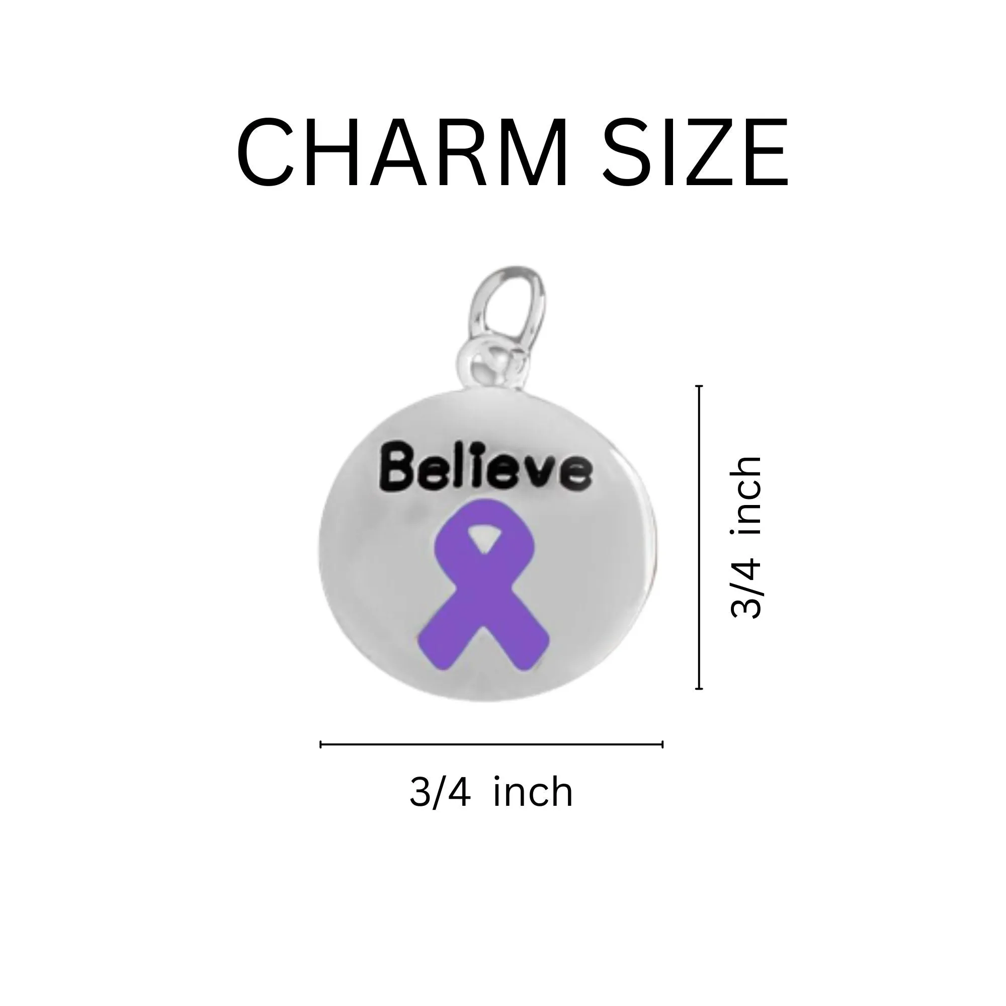 Purple Ribbon Believe Split Style Keychains