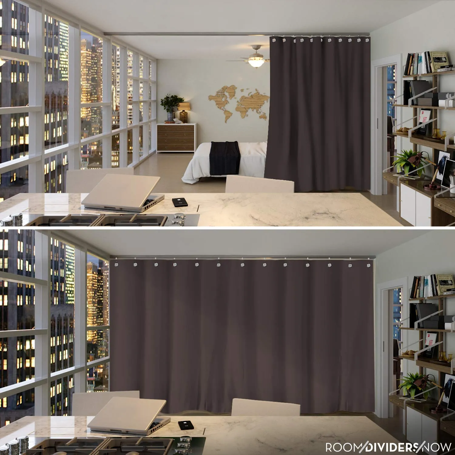 Room Divider Curtain, 8ft Tall X 10ft Wide (Dark Chocolate)