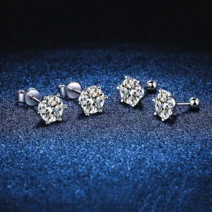 S925 Sterling Silver Six-claw Ear Nail Threaded