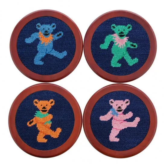 Smathers & Branson Dancing Bears Needlepoint Coaster Set
