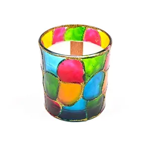 The Remedial Store Colorful Glitter Glass Rangella Aromatic Candle - 3/3 Size, 180gm Wax, 42-Hour Burn Time | Long-Lasting Aromatherapy Candle | Elegant Home Decor